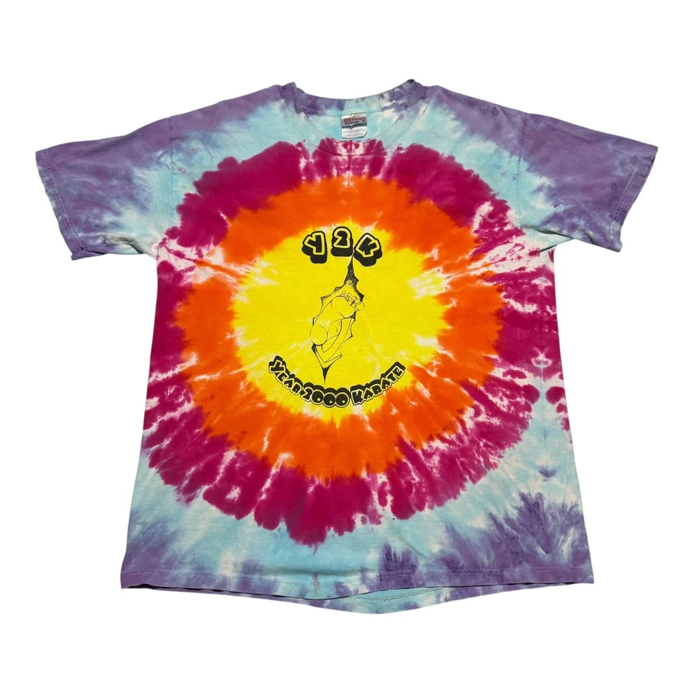 Vintage Hanes 2000 Y2K Millennium Karate Academy Tye Dye Shirt Men's Large